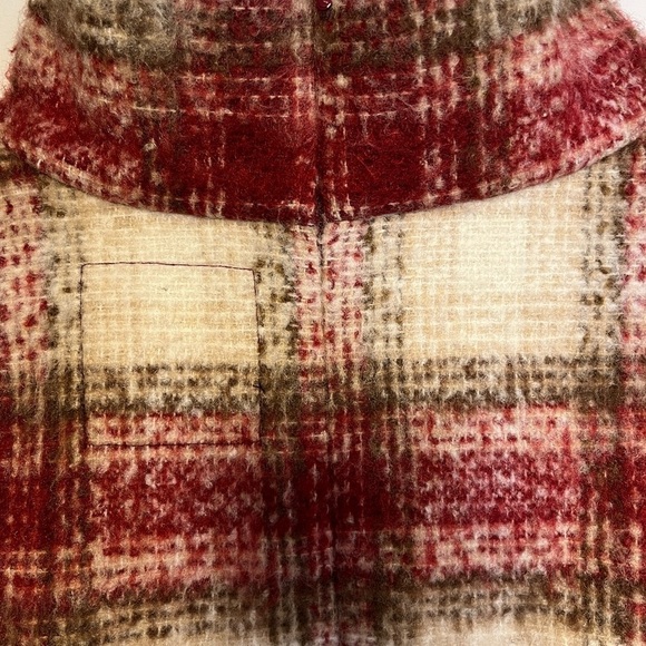 Just Female Plaid Wood Blouse Wool Blend Mock Neck - Picture 8 of 11